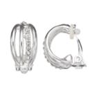 Dana Buchman Simulated Crystal Semi-hoop Clip-on Earrings, Women's, Silver