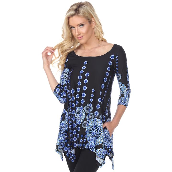 Women's White Mark Scroll Tunic, Size: Medium, Black