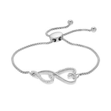 Love Is Forever 1/7 Carat T.w. Double Heart Bolo Bracelet, Women's, White