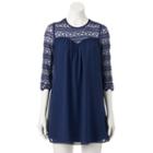 Juniors' Speechless Lace Illusion Shift Dress, Kids Unisex, Size: Medium, Blue (navy)