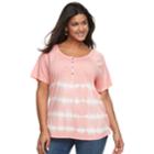 Plus Size Sonoma Goods For Life&trade; Raglan Henley Tee, Women's, Size: 2xl, Light Pink