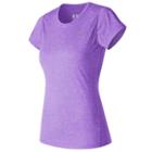 Women's New Balance Heathered Crewneck Workout Tee, Size: Small, Med Purple