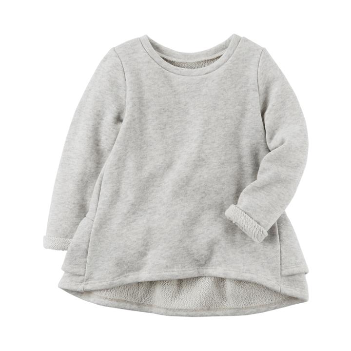 Girls 4-8 Carter's Ruffle Back Gray Pullover Sweater, Size: 6, Grey