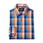 Men's Apt. 9 &reg; Slim-fit Plaid Stretch Dress Shirt, Size: 17-32/33, Orange