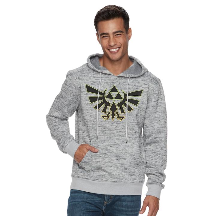 Men's Zelda Hyrule Crest Pull-over Hoodie, Size: Large, Grey