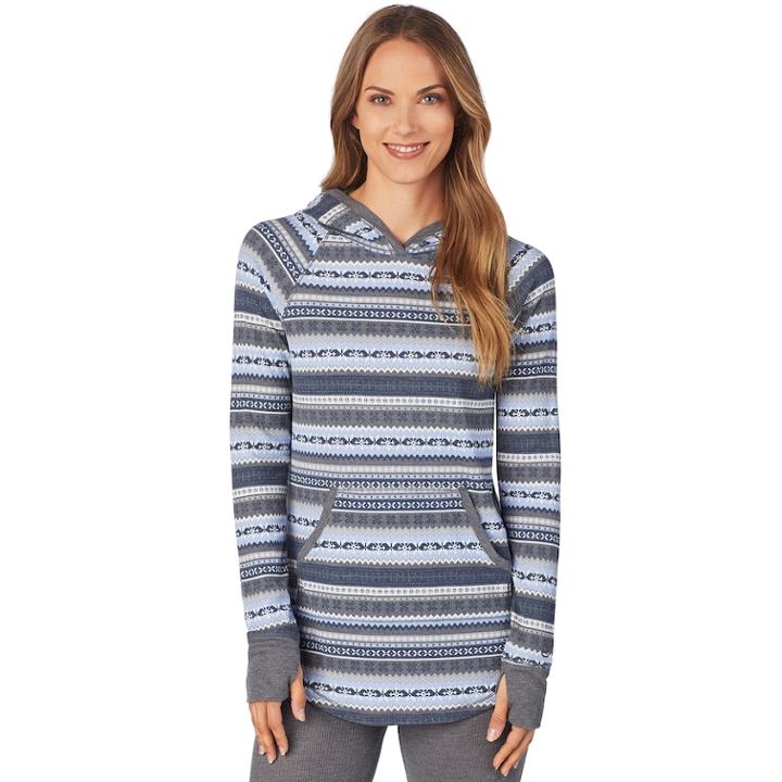 Women's Cuddl Duds Stretch Thermal Tunic Hoodie, Size: Xl, Light Blue