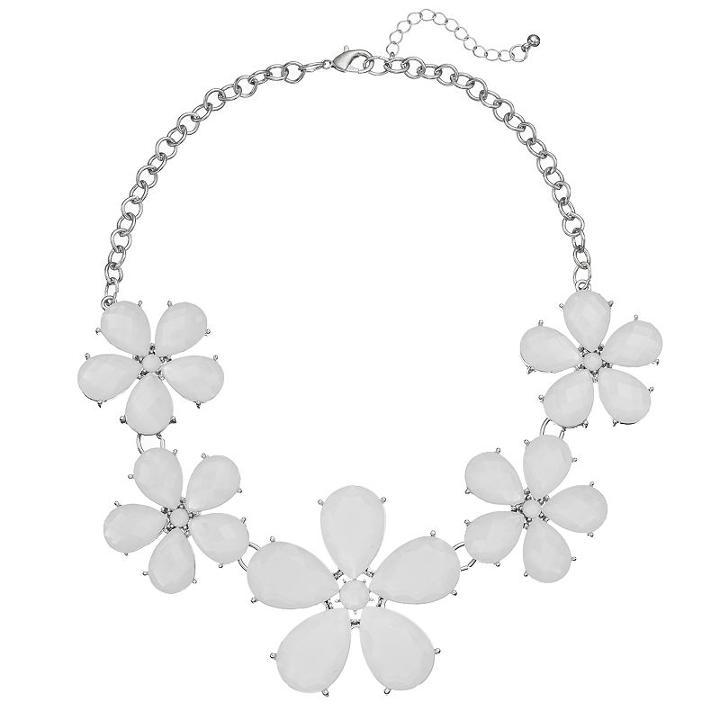 White Flower Statement Necklace, Women's
