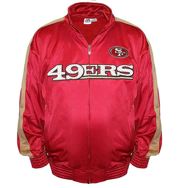 Big & Tall Majestic San Francisco 49ers Tricot Track Jacket, Men's, Size: M Tall, Red