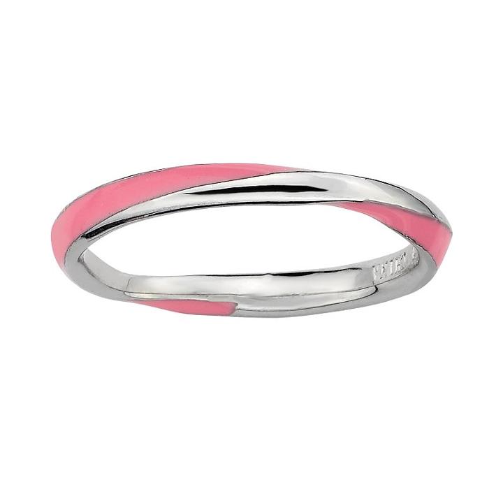 Stacks And Stones Sterling Silver Pink Enamel Twist Stack Ring, Women's, Size: 7