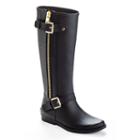 Henry Ferrera Bond Women's Water-resistant Zipper Rain Boots, Size: 6, Black