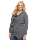 Plus Size Apt. 9&reg; Draped Space-dye Hatchi, Women's, Size: 1xl, Dark Grey