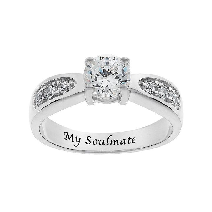 Cubic Zirconia Engagement Ring In Sterling Silver, Women's, Size: 6, White