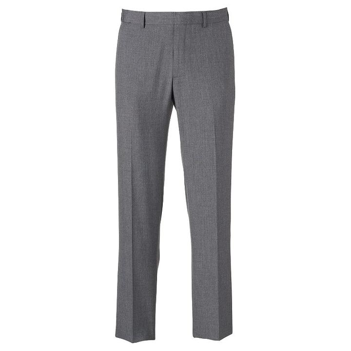 Men's Apt. 9&reg; Slim-fit Solid Flat-front Dress Pants, Size: 30x30, Grey Other
