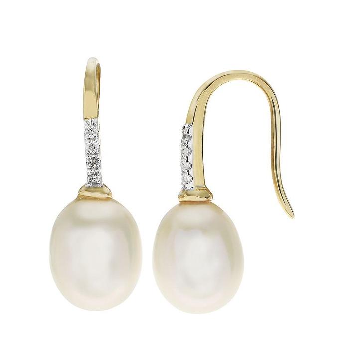 Pearlustre By Imperial 10k Gold Freshwater Cultured Pearl & White Topaz Drop Earrings, Women's