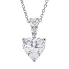Cubic Zirconia Sterling Silver Heart Pendant Necklace, Women's, Size: 18, Grey