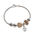 Individuality Beads Crystal 24k Gold Over Silver & Sterling Silver Bracelet & Openwork Bead & Heart Charm Set, Women's, Size: 7.5, Multicolor
