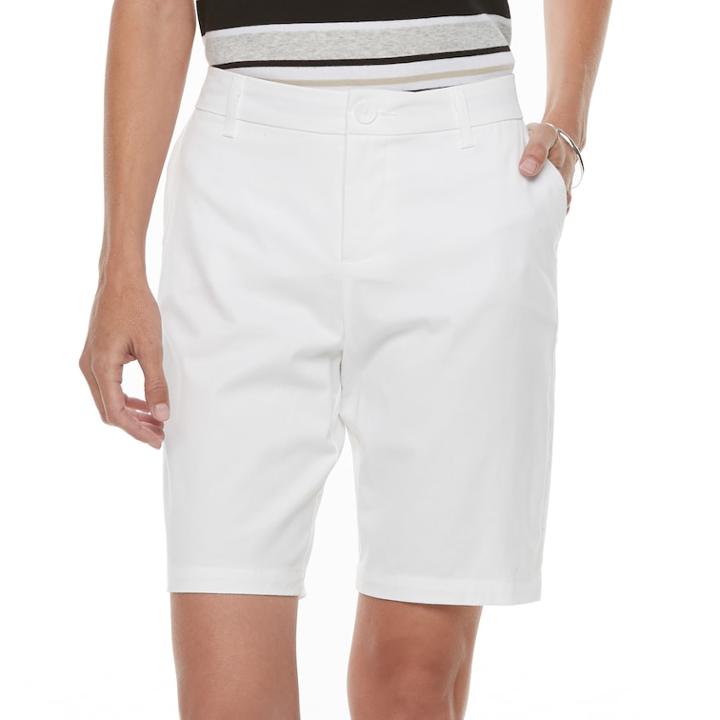 Petite Croft & Barrow&reg; Twill Bermuda Shorts, Women's, Size: 12 Petite, White