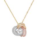 Emotions Tri Tone 18k Gold Over Silver Cubic Zirconia Woven Heart Pendant, Women's, Size: 18, White