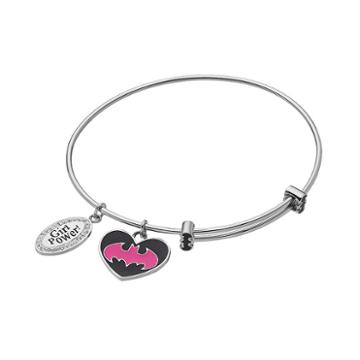 Batgirl Crystal Stainless Steel Charm Bangle Bracelet, Women's, Grey