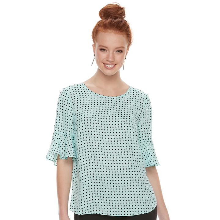 Women's Elle&trade; Printed Crepe Top, Size: Xl, Blue