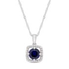 10k White Gold Lab-created Sapphire 1/10 Carat T.w. Diamond Frame Pendant Necklace, Women's, Size: 17, Blue