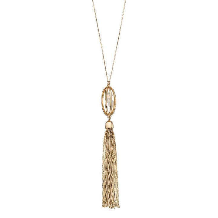 Lc Lauren Conrad Long Caged Tassel Pendant Necklace, Women's, Multicolor