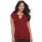 Women's Jennifer Lopez Crossover Keyhole Tee, Size: Xs, Dark Red