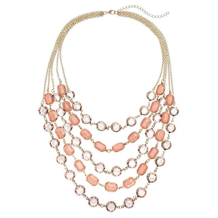 Loli Bijoux Breast Cancer Awareness Pink Layered Necklace, Women's, Multicolor