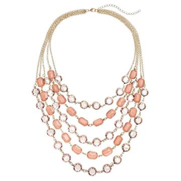 Loli Bijoux Breast Cancer Awareness Pink Layered Necklace, Women's, Multicolor