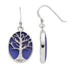 Sterling Silver Lab-created Lapis Lazuli Tree Of Life Oval Drop Earrings, Women's, Blue