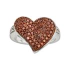 Sterling Silver 1-ct. T.w. Red And White Diamond Heart Ring, Women's, Size: 7