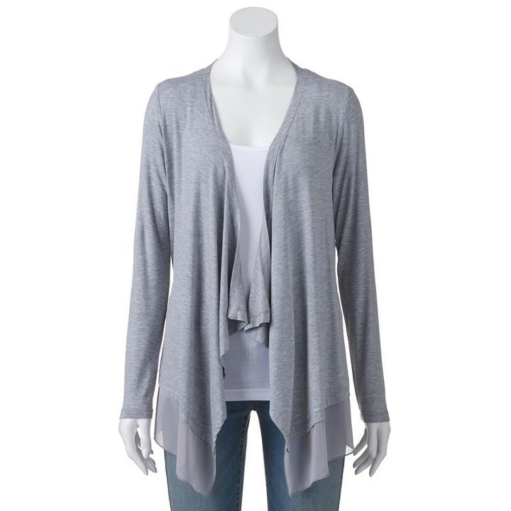 Women's Dana Buchman Open-front Cardigan, Size: Large, Med Grey
