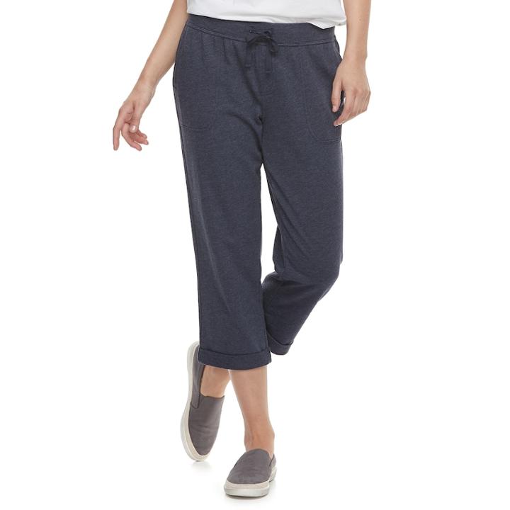 Women's Sonoma Goods For Life&trade; French Terry Capris, Size: Medium, Blue (navy)