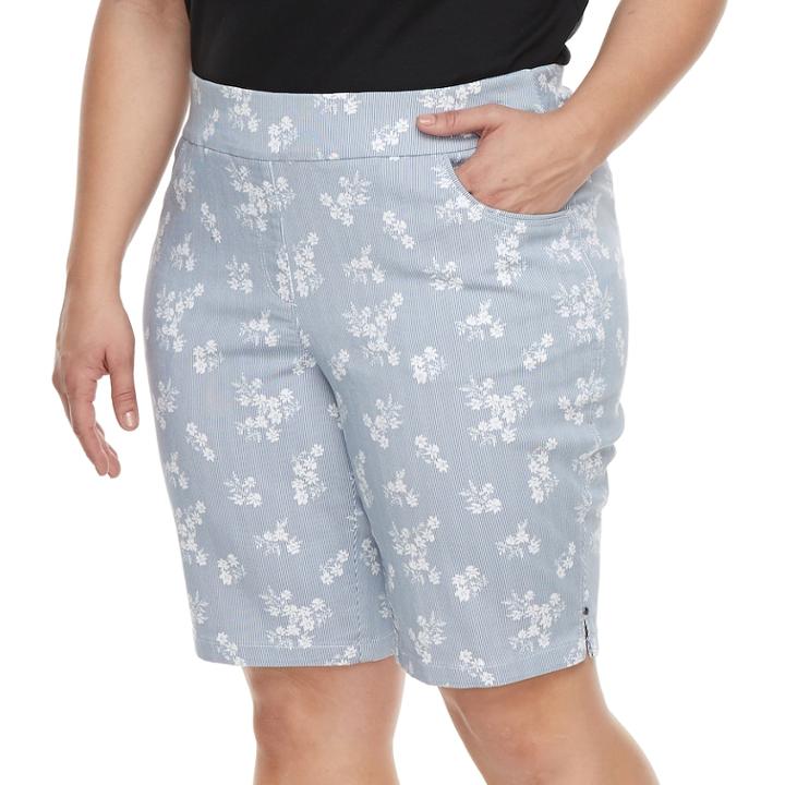 Plus Size Briggs Super Stretch Bermuda Shorts, Women's, Size: 16 W, Blue (navy)