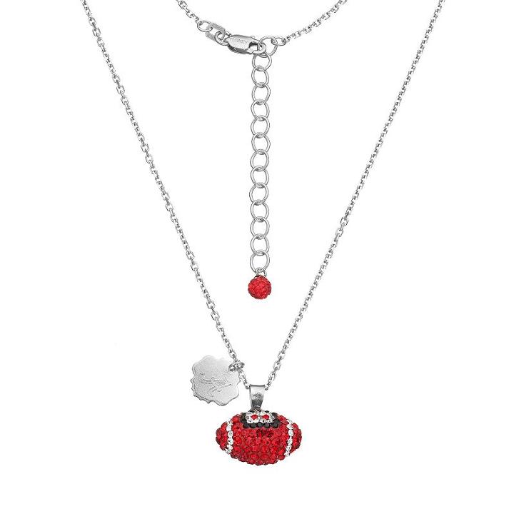 Alabama Crimson Tide Sterling Silver Team Logo & Crystal Football Pendant Necklace, Women's, Size: 18, Multicolor