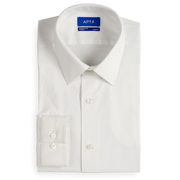 Men's Apt. 9&reg; Slim-fit Flex Collar Dress Shirt, Size: 16.5-32/33, White