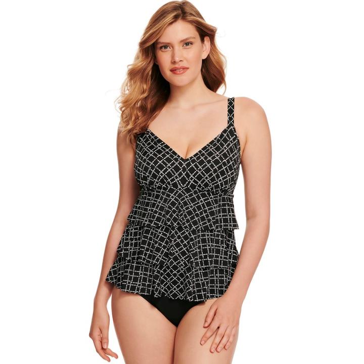 Women's Croft & Barrow&reg; Hip Minimizer Tiered One-piece D-cup One-piece Swimsuit, Size: 12, Oxford