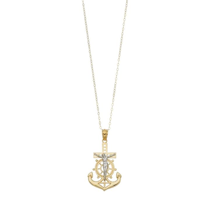 10k Gold Mariner Crucifix Pendant Necklace, Women's, Size: 18, Yellow