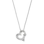Silver Plated Cubic Zirconia Knot Heart Pendant Necklace, Women's, White