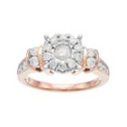 10k Gold 1 Carat T.w. Diamond Flower Engagement Ring, Women's, Size: 9, White