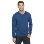 Men's Apt. 9&reg; Modern-fit 12gg Merino V-neck Sweater, Size: Large, Med Blue