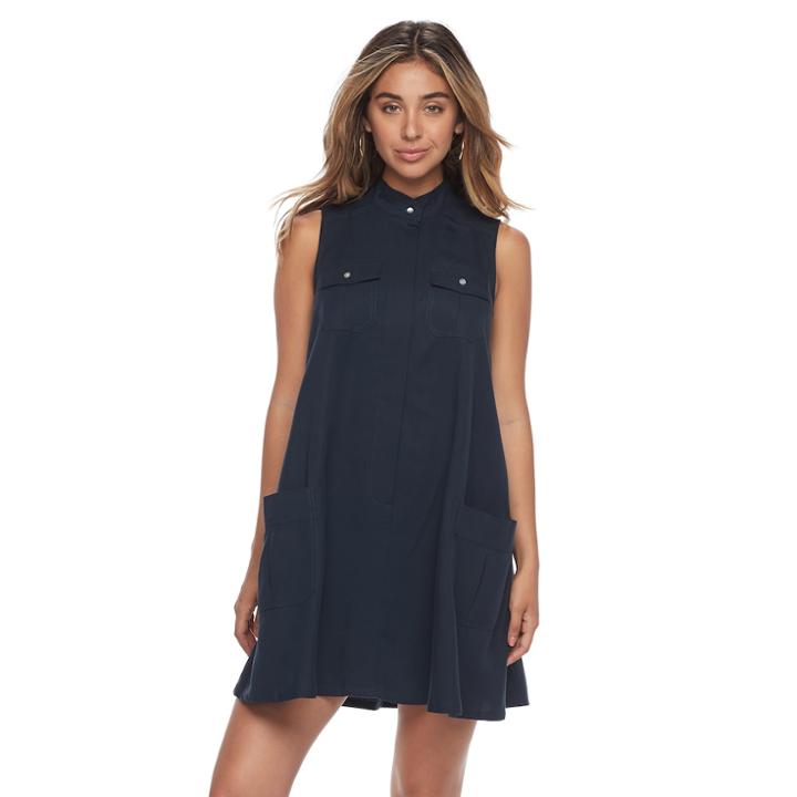 Women's Sharagano 4-pocket Trapeze Dress, Size: 16, Blue (navy)