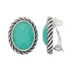 Dana Buchman Colorful Inlay Oval Clip-on Earrings, Women's, Blue