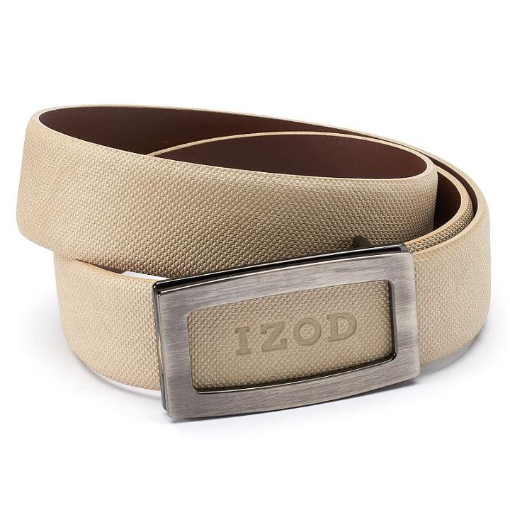 Men's Izod Cutout Logo Plaque Golf Belt, Size: 42, Beig/green (beig/khaki)