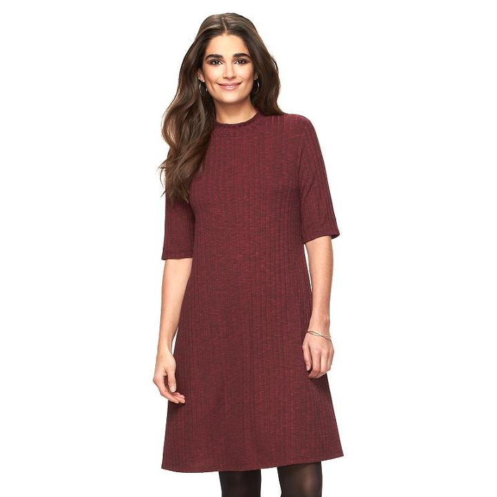 Women's Ronni Nicole Burgundy Mockneck Shift Dress, Size: Large, Med Red