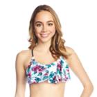 Mix And Match Floral Macrame Flounce Bikini Top, Teens, Size: Xl, White