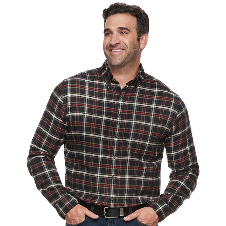Big & Tall Croft & Barrow&reg; Regular-fit Flannel Woven Button-down Shirt, Men's, Size: M Tall, Black