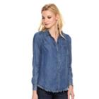 Women's Rock & Republic&reg; Frayed Chambray Top, Size: Small, Purple