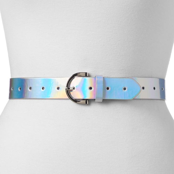 Women's Mudd&reg; Iridescent Belt, Size: Medium, Silver