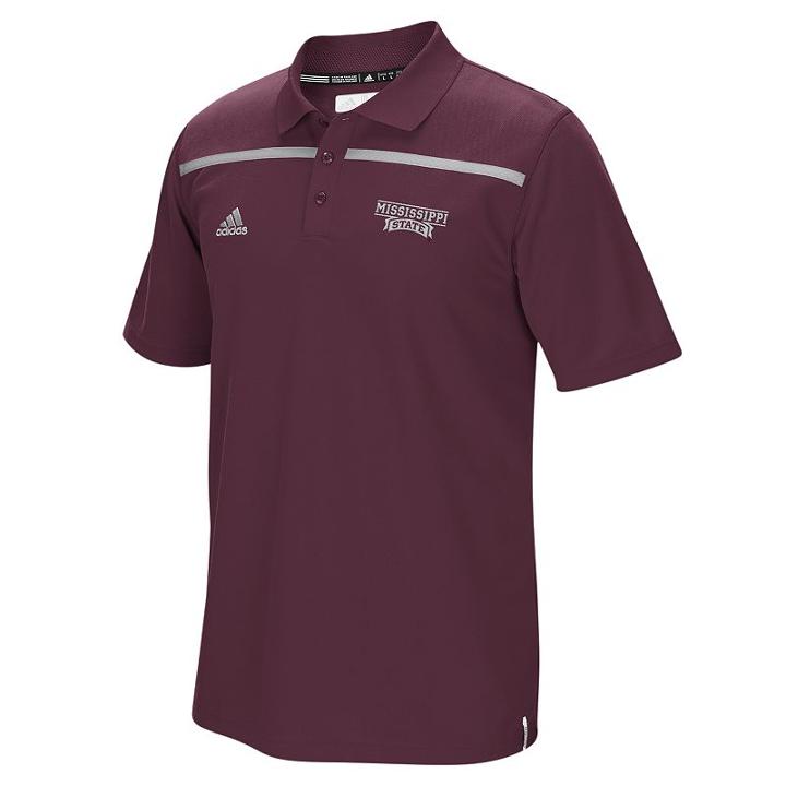 Men's Adidas Mississippi State Bulldogs Sideline Coaches Polo, Size: Small, Dark Red